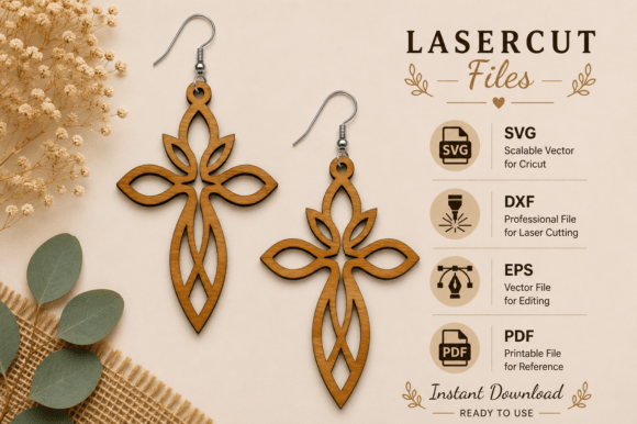 Download Wooden Cross Earring SVG,Laser Cut Files - Cut files Collection