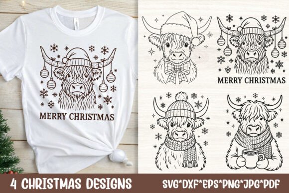 Download Christmas Highland Cow SVG Cut Files - Cut files Collection