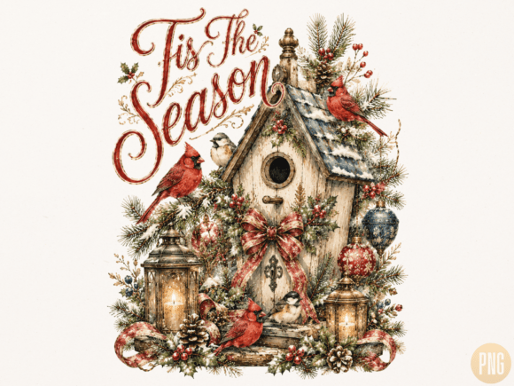 Download Tis the Season Christmas Birdhouse PNG - Tis the season Collection