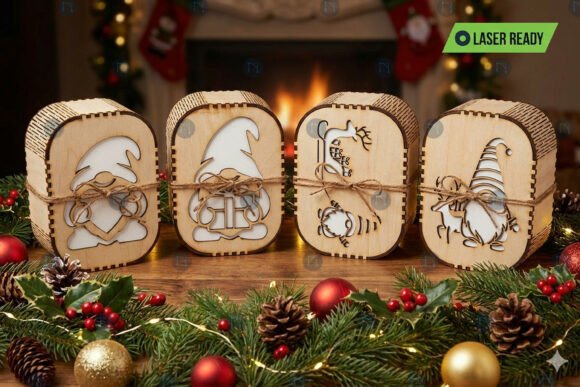 Download Laser Cut Christmas Gnome Box SVG Bundle - Laser cut christmas Collection