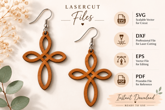 Download Wooden Cross Earring SVG,Laser Cut Files - Cut files Collection