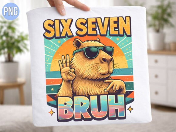 Download Six Seven Bruh Capybara Retro PNG Shirt - Six seven bruh Collection