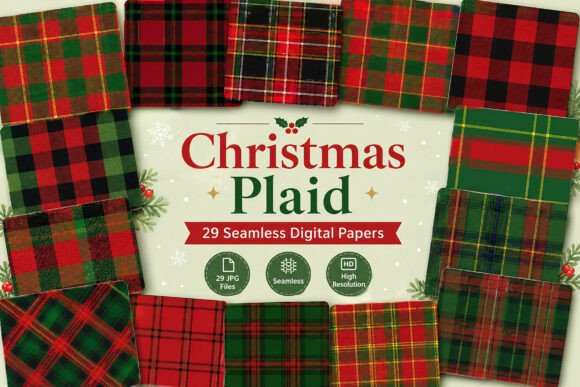 Download Christmas Plaid Digital Paper Pack - Premium Resources