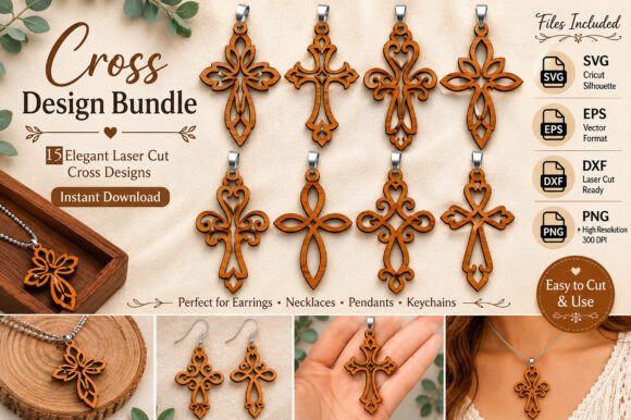 Download Wooden Cross Earring SVG,Laser Cut Files - Cut files Collection