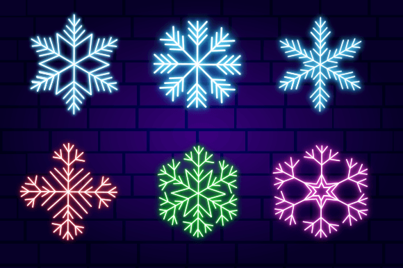 Download Set of Neon Snowflakes - Snowflakes Collection