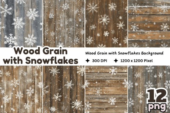 Download Wood Grain with Snowflakes - Snowflakes Collection