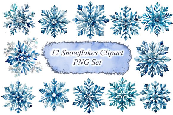 Download Watercolor Snowflakes Clipart PNG - Snowflakes Collection