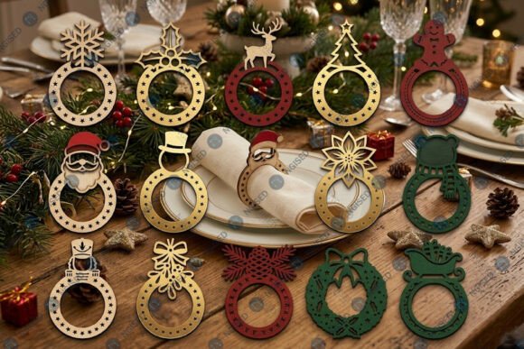 Download Laser Cut Christmas Napkin Ring SVG Bund - Laser cut christmas Collection