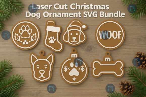 Download Laser Cut Christmas Dog Ornament SVG Bun - Laser cut christmas Collection