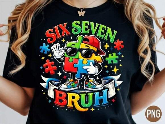 Download Six Seven Bruh Autism Puzzle PNG T-shirt - Six seven bruh Collection
