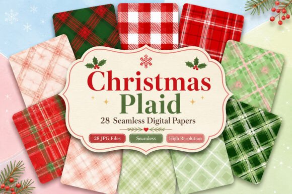 Download Christmas Plaid Digital Paper Set - Premium Resources