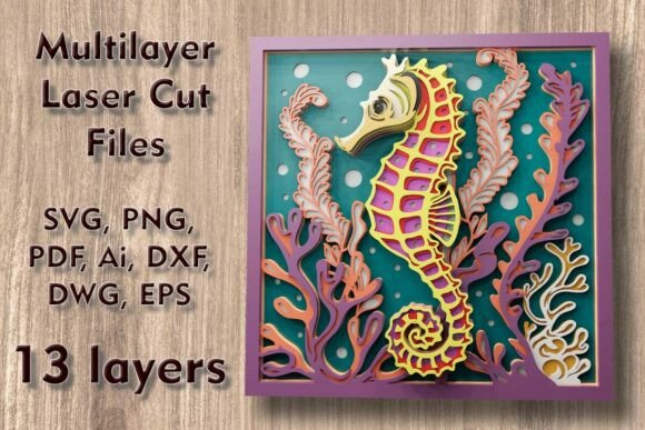 Download Seahorse 3D Multilayer Laser Cut Files - Cut files Collection
