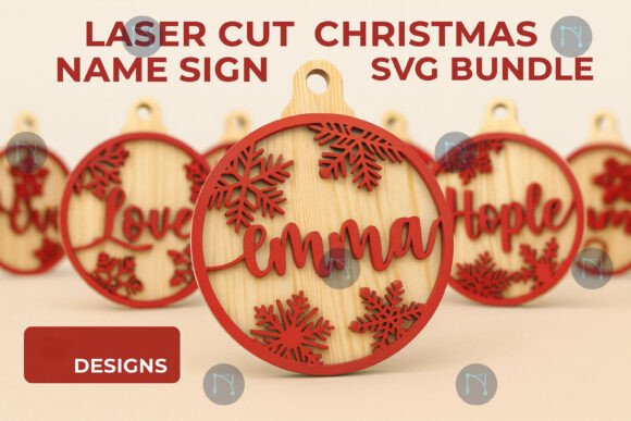 Download Laser Cut Christmas Name Sign SVG Bundle - Laser cut christmas Collection