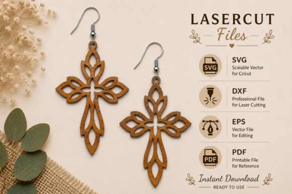 Download Wooden Cross Earring SVG,Laser Cut Files - Cut files Collection