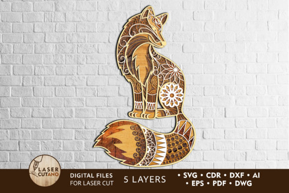 Download Multilayer Laser Cut File FOX, Mandala - Multilayer Collection