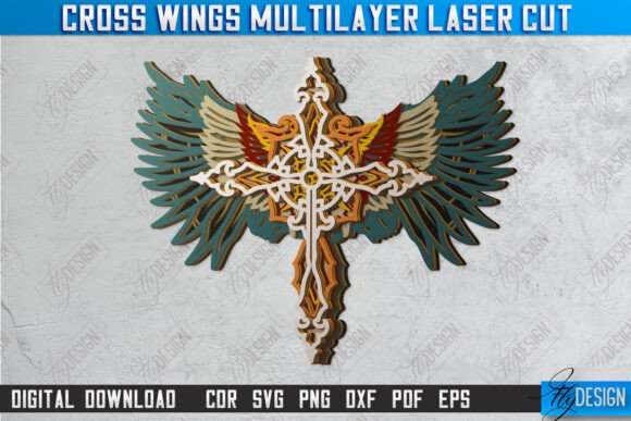 Download Cross Wings Multilayer Laser Cut | CNC - Multilayer Collection
